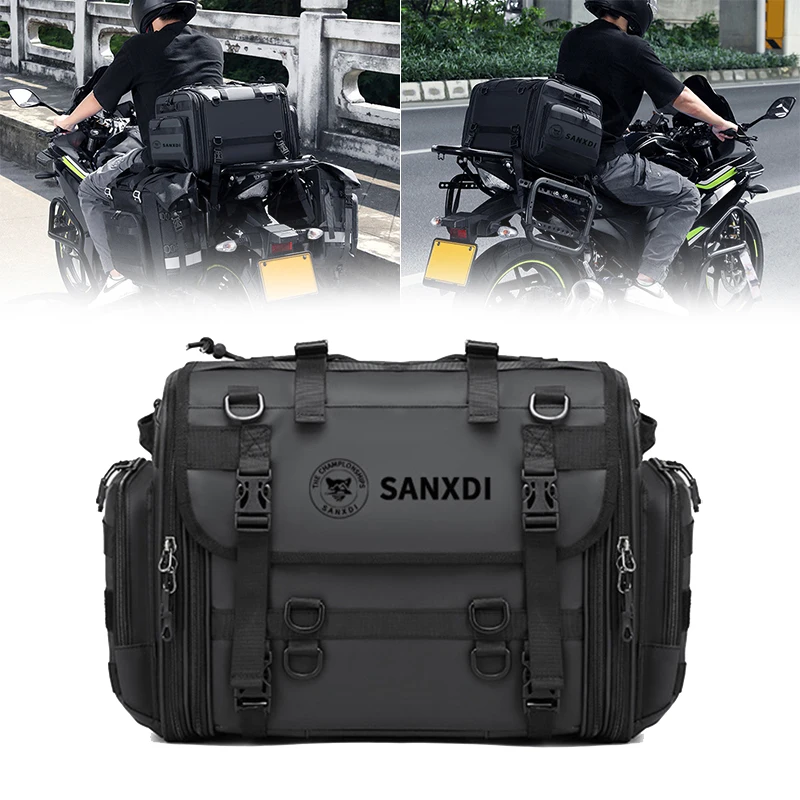 

Универсальная сумка на заднее сиденье мотоцикла, водонепроницаемая, 40-60 л, расширяемая, для Honda, Yamaha, Suzuki, Kawasaki, BMW R1200GS