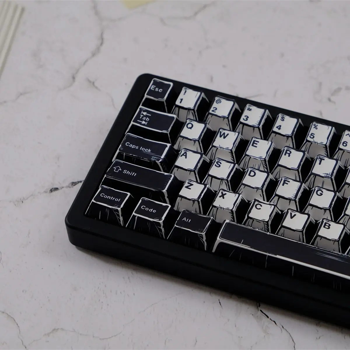 

Черно-белые колпачки для клавиш Comic Cherry PBT для F75 K500, механическая клавиатура, игровая клавиатура MX Switch, классическая клавиатура на заказ