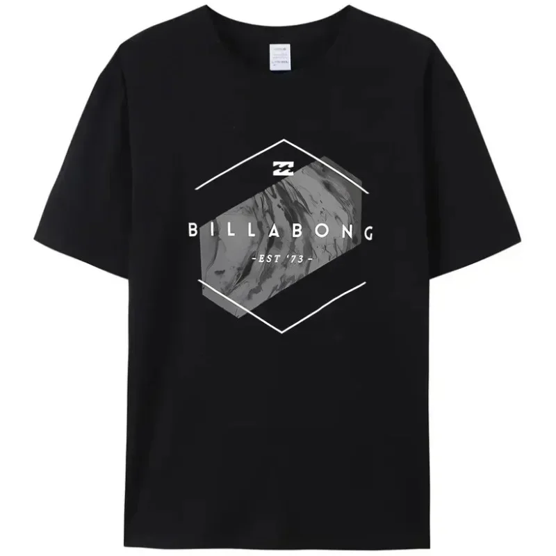 Men's Summer Billa Bong T-Shirt Amazing Quality Top Black Beach Waves Retro Casual Hip Hop Tees