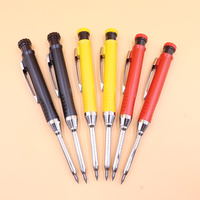 2.8mm Metal Solid Carpenter Mechanical Pencil with Sharpener for Woodworking Construction Long Head Deep Hole Black Red Yellow