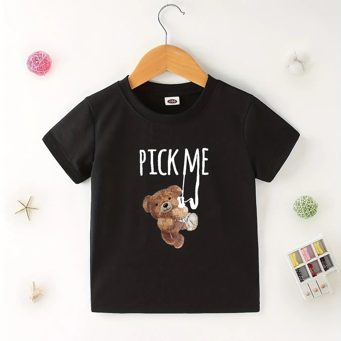 

Kids T-Shirt Pick Me Teddy Bear Graphic Design Soft Cotton Tee for Boys and Girls Comfortable Casual Wear Ideal Gift Top Quality