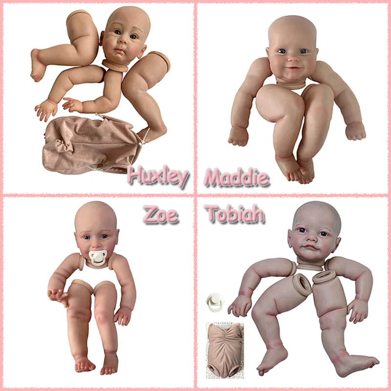 24inch Tobiah/Huxley/Maddie/Zoe Reborn Doll Kit Already Finished Painted Parts Lifelike Painting Visible Veins with Cloth Body