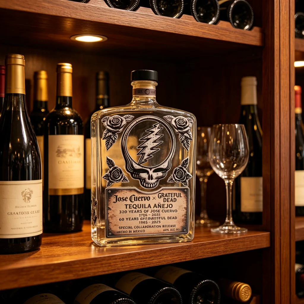 Grateful Dead Skull Rose Glass Liquor Decanter Vintage Rock Band Tequila Whiskey Storage Bottle Airtight ClearSpirit Bottle Bar