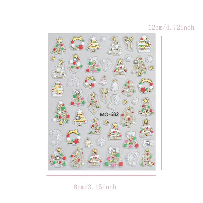クリスマスネイルステッカー高級クリスタルダイヤモンド円形リーススノーフレーク裏面接着剤ネイルアートステッカー Diy 3d 爪の装飾