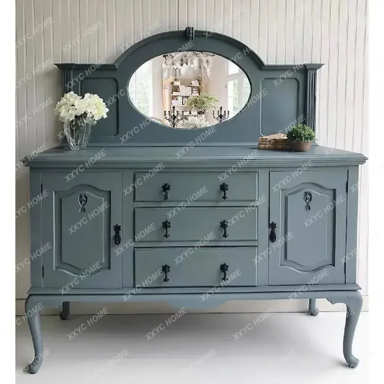 Lsolid wood carving flower dresser large capacity locker old retro high-end light luxury customization