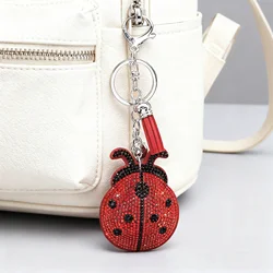 Ladybug Tassel Crystal Keychain Bag Charm for Women/Men Ladybird Key Chain Accessories Jewelry llaveros para mujer lujo K2871S01