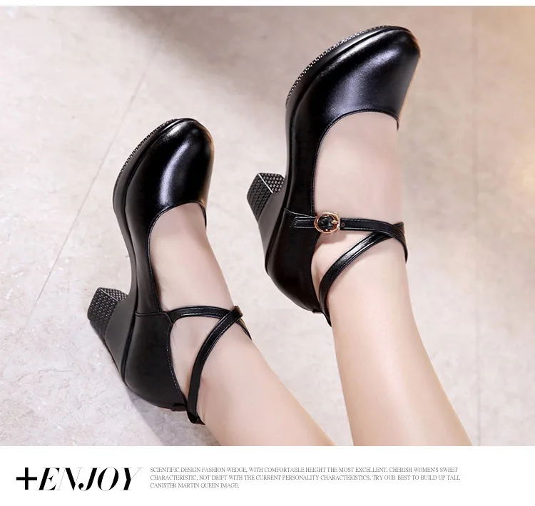 Spring Autumn Casual High-heeled Shoes Women Pumps Sexy Thick Heels Platform Pumps Black Red Heels for Women High-heeled shoes