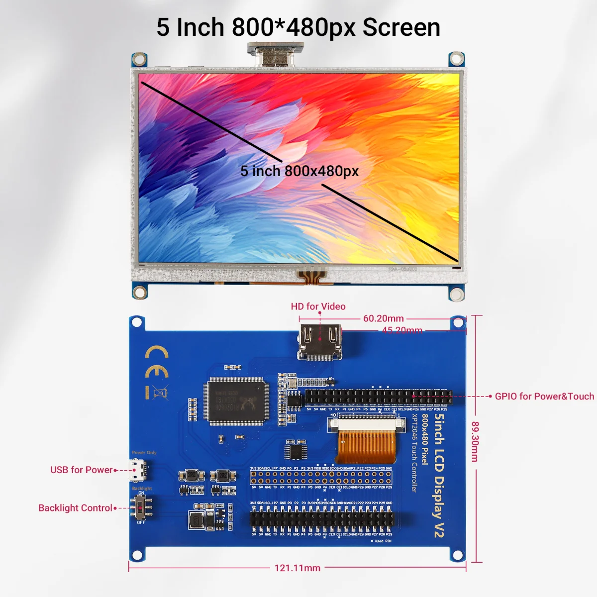 Imagem -05 - Raspberry pi Zero Touch Screen Raspberry pi Zero Zero 2w Polegada Rr050p 800x480 Tft Ili6122 Mais Ili5960 Driver ic Projetos Diy