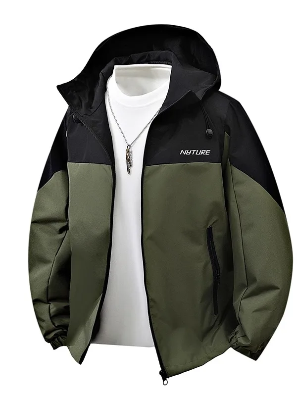 

Spring Autumn Men's Casual Hooded Jaet Lightweight Faionable Loose Polyester Fabric Zipper Closure Breathable Polyester L...