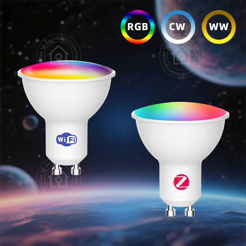 ZigBee GU10 WIFI Smart LED Bulbs RGB C+W White 5W Dimmable Lamps APP Control Light Bulbs Work Alexa/Google Assistant