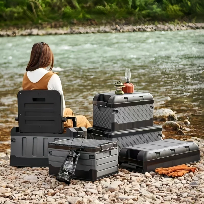 60L 대용량 자동차 트렁크 주최자 야외 캠핑 음식 접는 스토리지 박스 방수 여행 장비 Stowing Tidying Tool