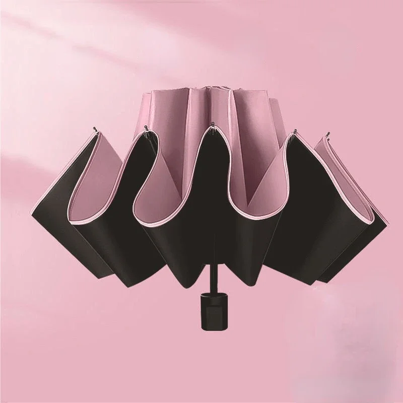 Reflective Safe Stripe Compact Reverse Umbrella Inverted Folding Rain UV Protection Portable Travel Umbrella