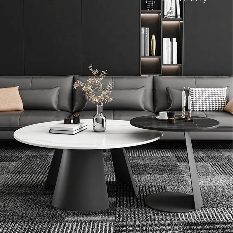 

Rock slab coffee table round modern living room creative designer light luxury edge few Italian minimalist size combination