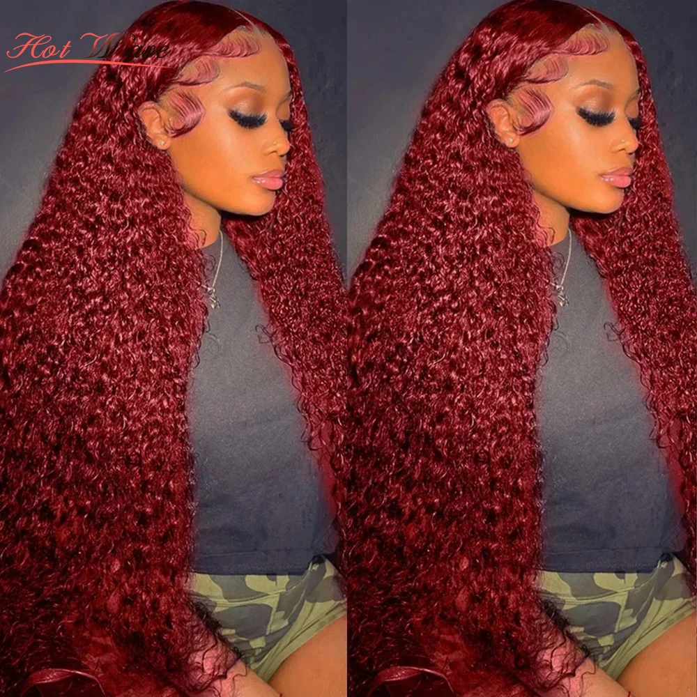 

Deep Wave Wig 99j Burgundy Lace Front Wig 13x4 Hd Lace Frontal Wig Lace Wig Human Hair Pre Plucked Brazilian Hair(16-32inch)180%