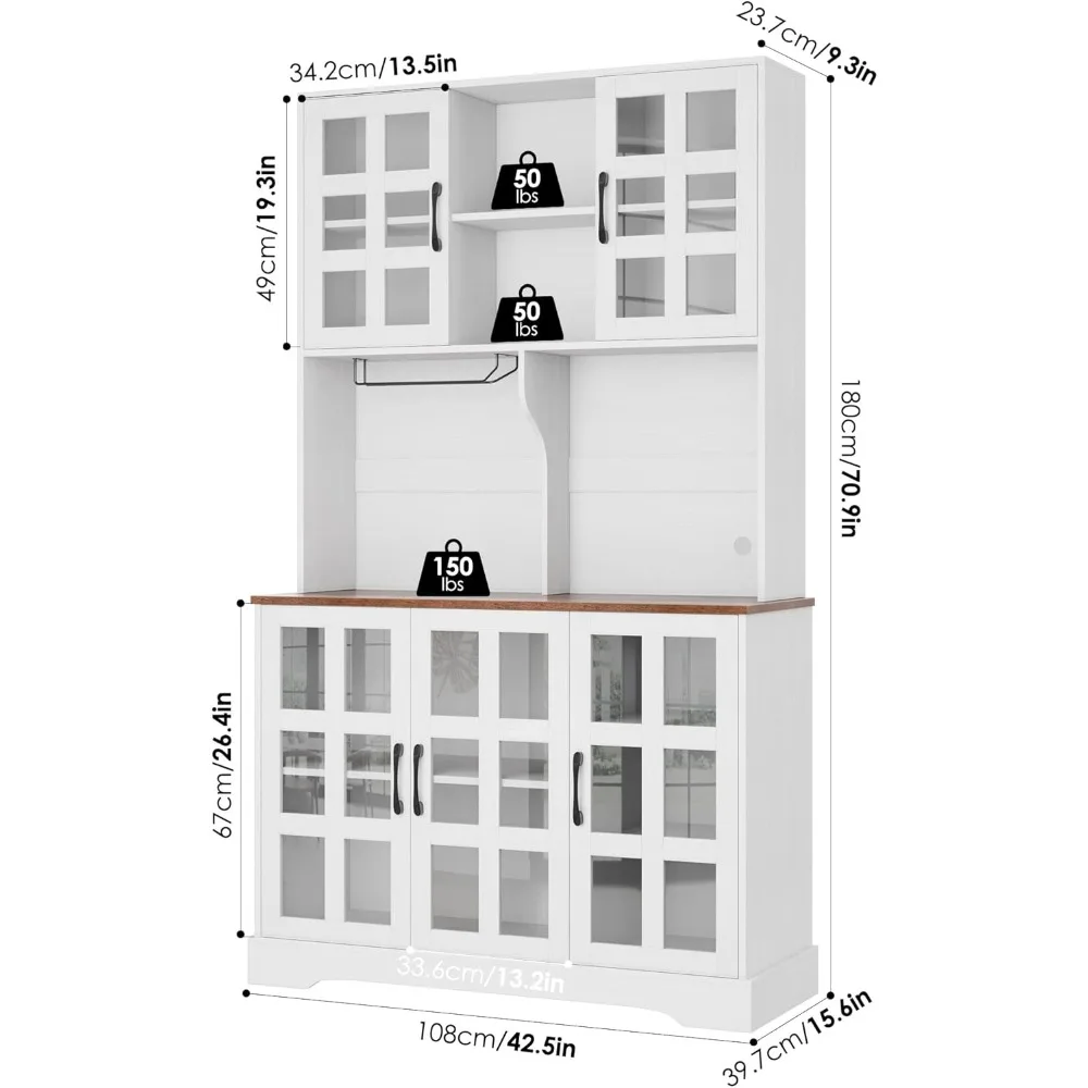 Storage Cabinet with Oven Countertop, Freestanding Pantry Cabinet, 71