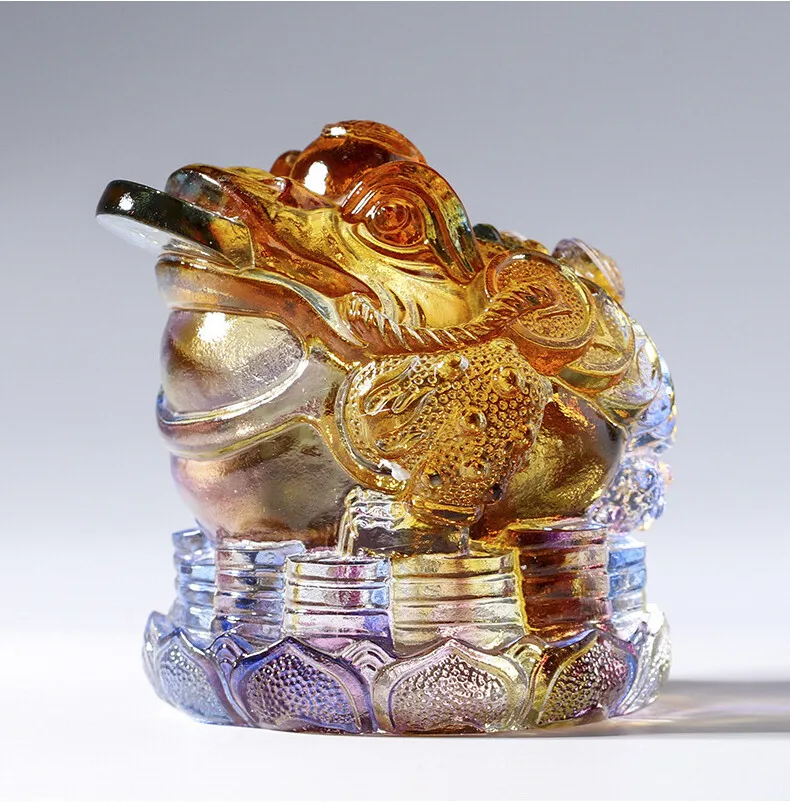Chinese 3 Legged Toad Statue Liu Li Money Frog Feng Shui Coins Wealth Decor view 2
