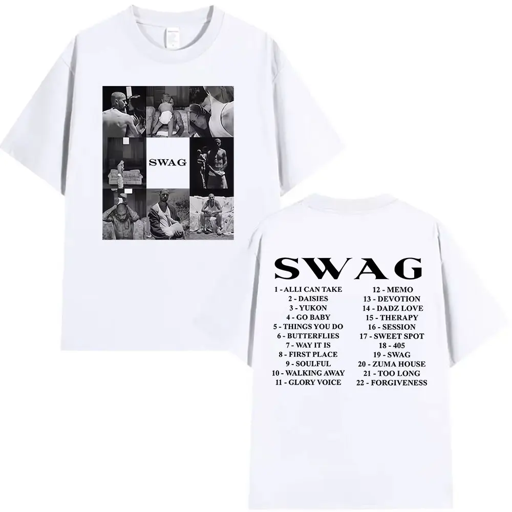 مغني الراب جاستن بيبر SWAG ألبوم 2025 جرافيك تي شيرت الرجال النساء ريترو المتضخم تي شيرتات على الموضة عادية القطن الشارع الشهير الصيف