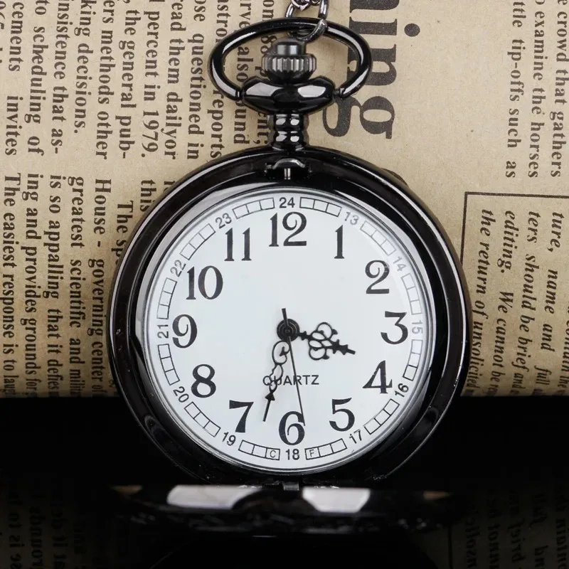 خمر الجوف الأسود الروماني سلسلة العددية ساعة كوارتز الرجال المرأة قلادة ساعة الجيب قلادة ساعة الهدايا