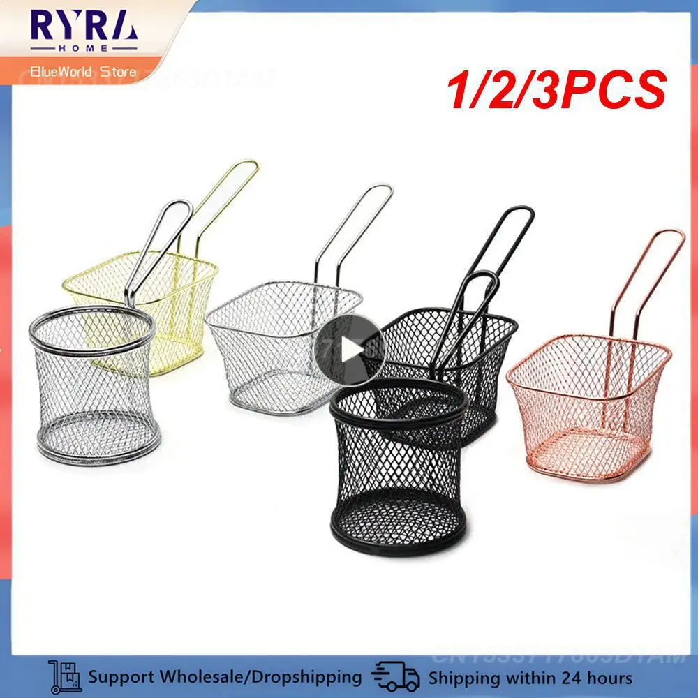1/2/3 szt. Kosz na frytki przenośne chipsy ze stali nierdzewnej Mini kosz do smażenia frytkownica koszyk dla kucharza do gotowania w kuchni