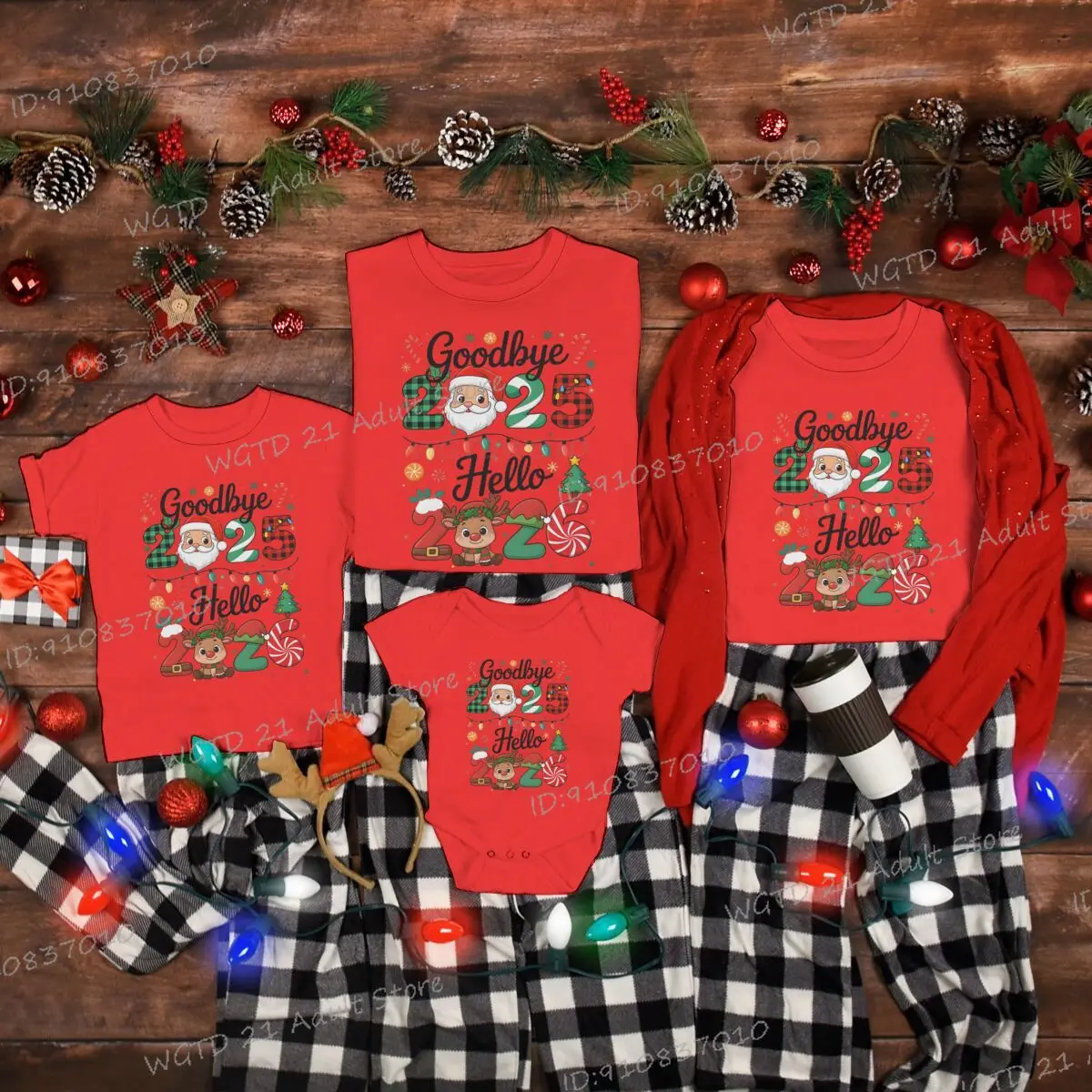 Goodbay 2025 مرحبا 2026 الأسرة مطابقة قميص أبي أمي الاطفال تي شيرتات قصيرة الاكمام القطن الطفل ارتداءها رومبير الأسرة نظرة الملابس