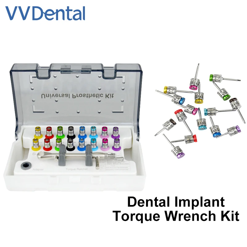 

VVDental Dental Implant Torque Wrench Ratchet 10-70NCM with 16pcs Drivers & Wrench Kit Universal Restoration Repair Tools Kit