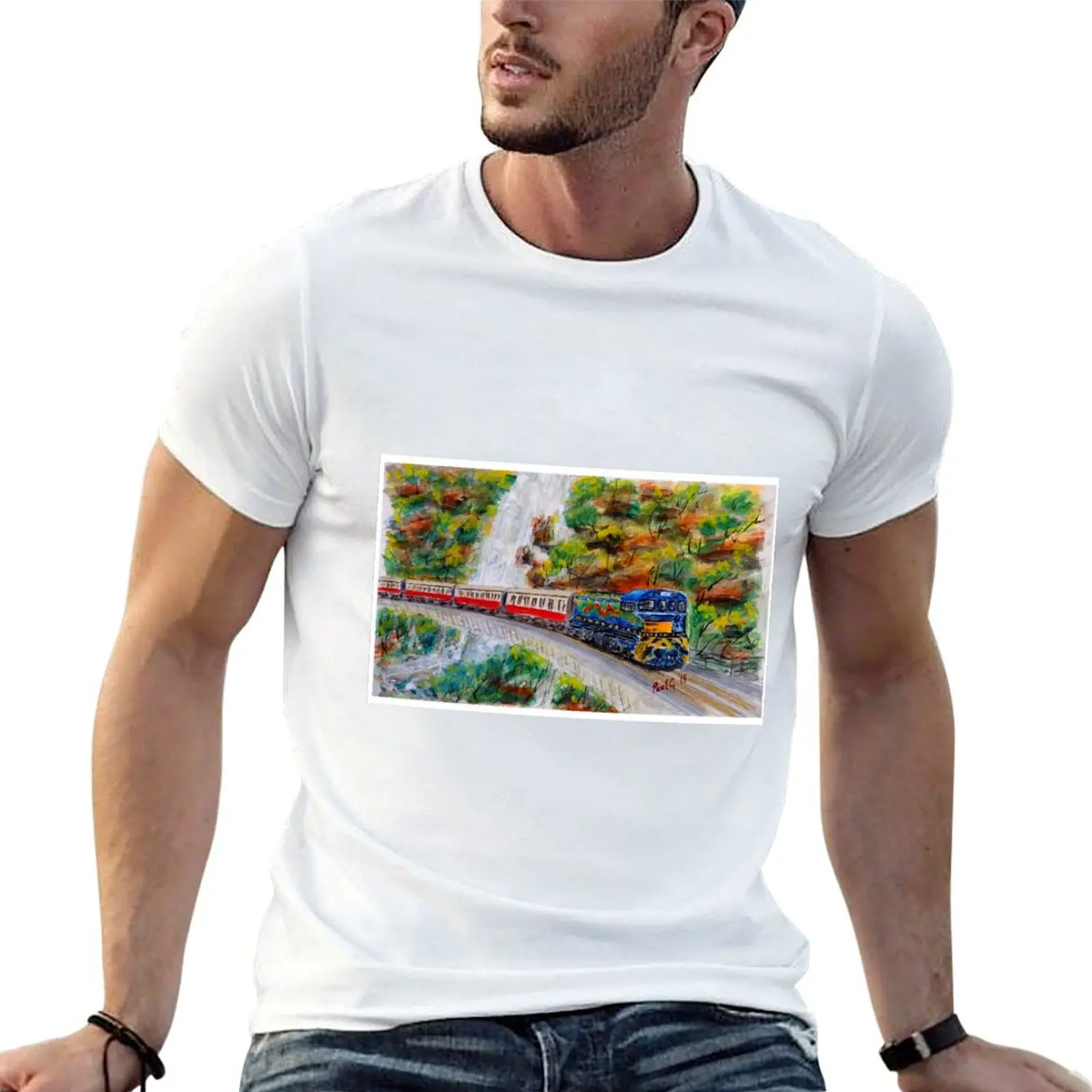 Kuranda Scenic Rail - Cairns - Watercolour T-Shirt Plus Size Everyday Tee Shirt