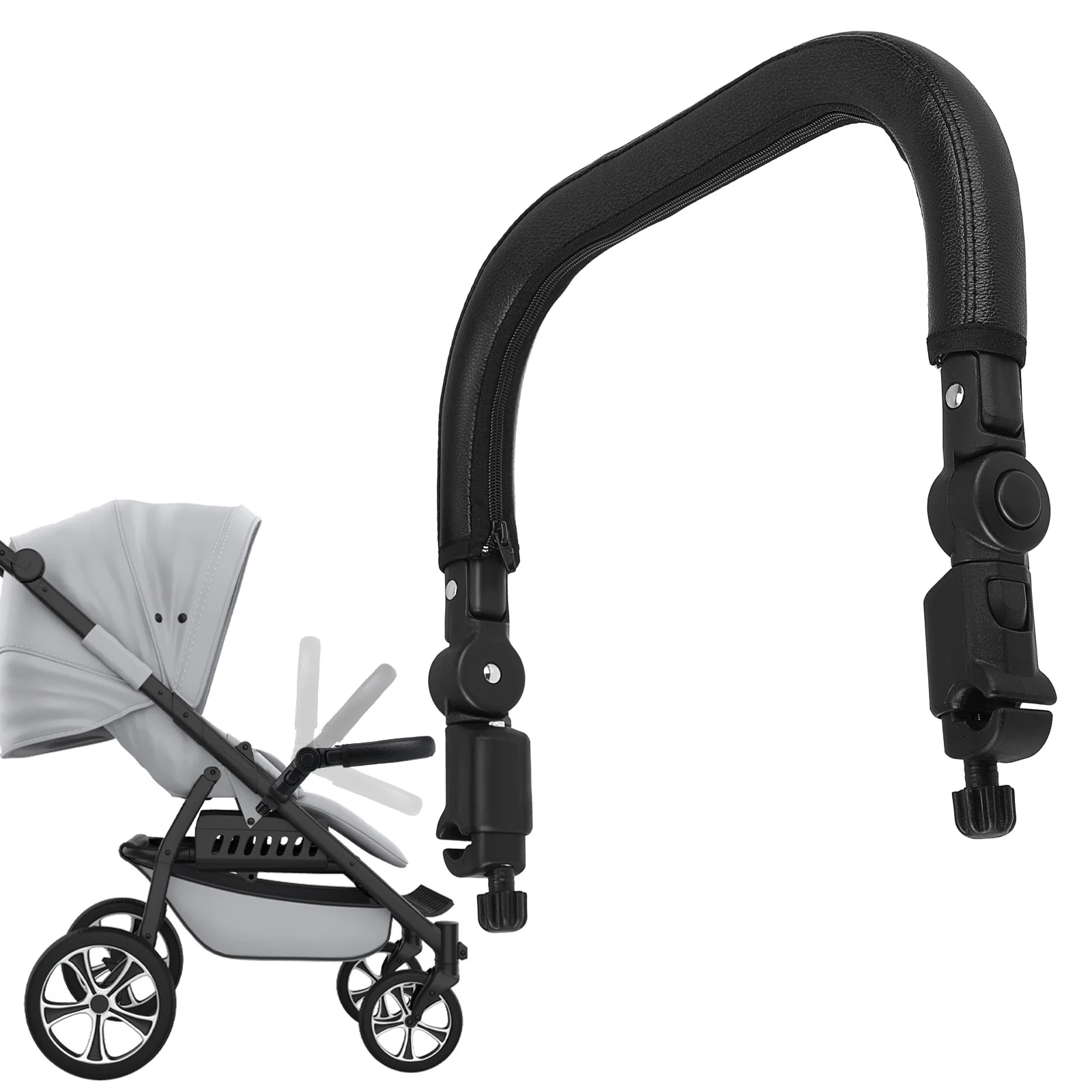 

Pu Thickened Iron Frame Removable Baby Stroller Handle Universal Armrest Crossbar Stroller Accessories
