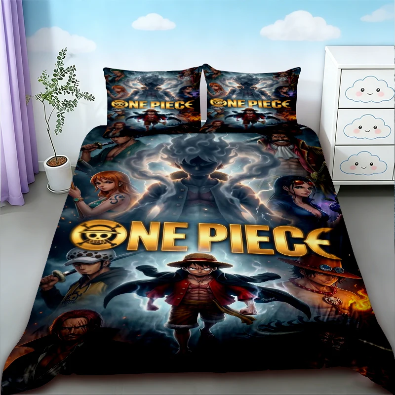 

Kids 3pcs Duvet Cover One Piece Luffy Cartoon Bedding Set Quilt Cover Soft Comfortable for Bedroom Decor Best Gifts