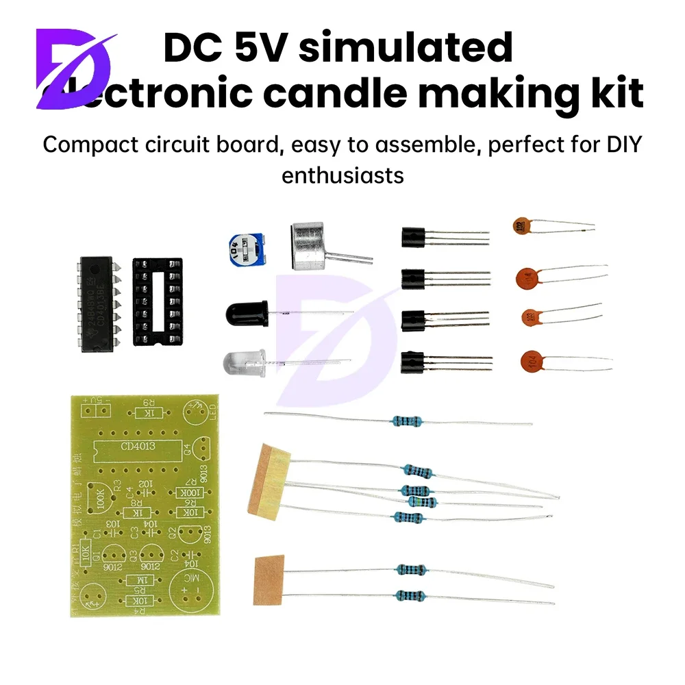 DC5V Analog Electronic Candle Making Kit, Lighting and Blowing Control Simulation Candle, Electronic Welding Training, DIY Parts