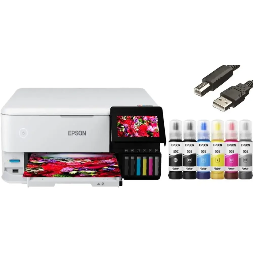 

EcoTank Photo ET-8500 All-in-One WirelColor Suank Printer with Scanner and Copier - Print Scan Copy ax- Auto 2-Sided Printing -