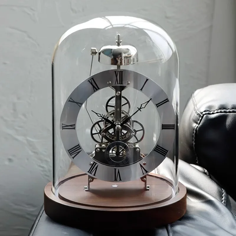 Black walnut solid wood luminous lamp holder hotel villa decorative clock