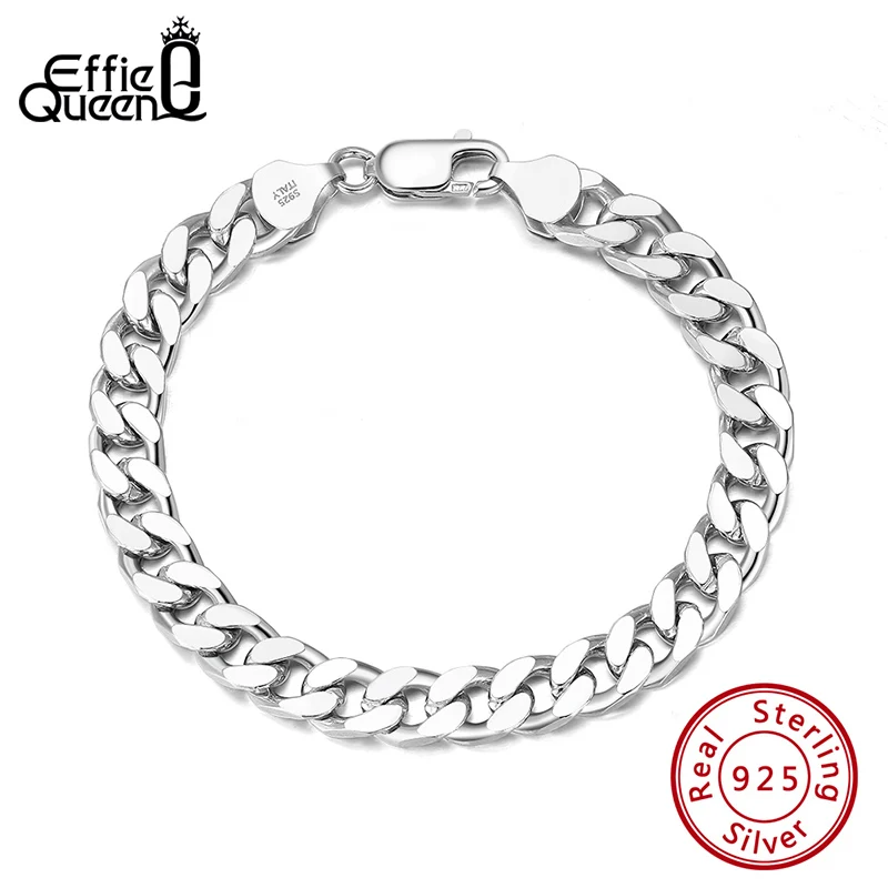 

EFFIE QUEEN Hip Hop 3.6MM Cuban Link Bracelet 925 Sterling Silver For Men Women Dainty Cuban Chain Bracelet Fine Jewelry SB104