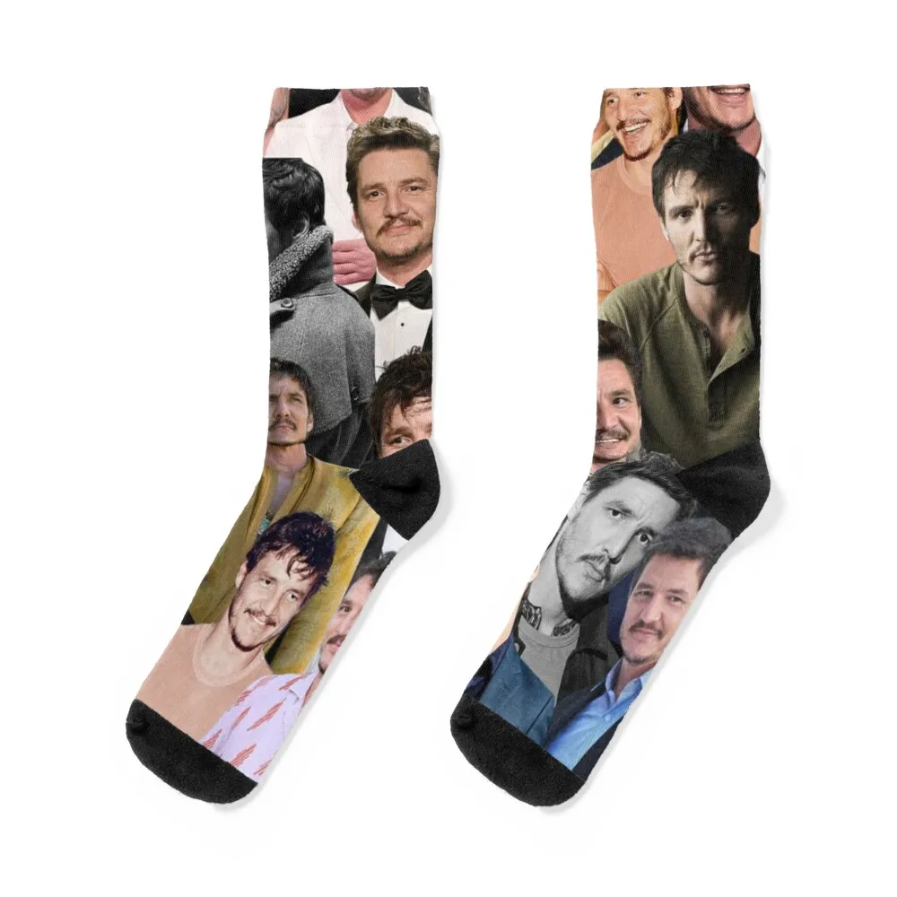 

pedro pascal photo collage Socks Run anime cotton man Mens Socks Women's