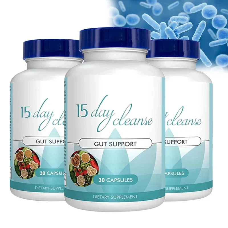 1/2/3/5bottles 15 Day Cleanse - Bowel And Colon Support | Fiber Premium Formula | 30 Capsules