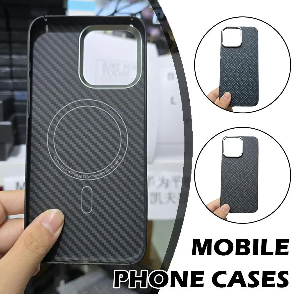 

Carbon Fiber Phone Aramid Fiber Magnetic Phone For 16pro/promax Protective Cover Business Woven Phone L6h9