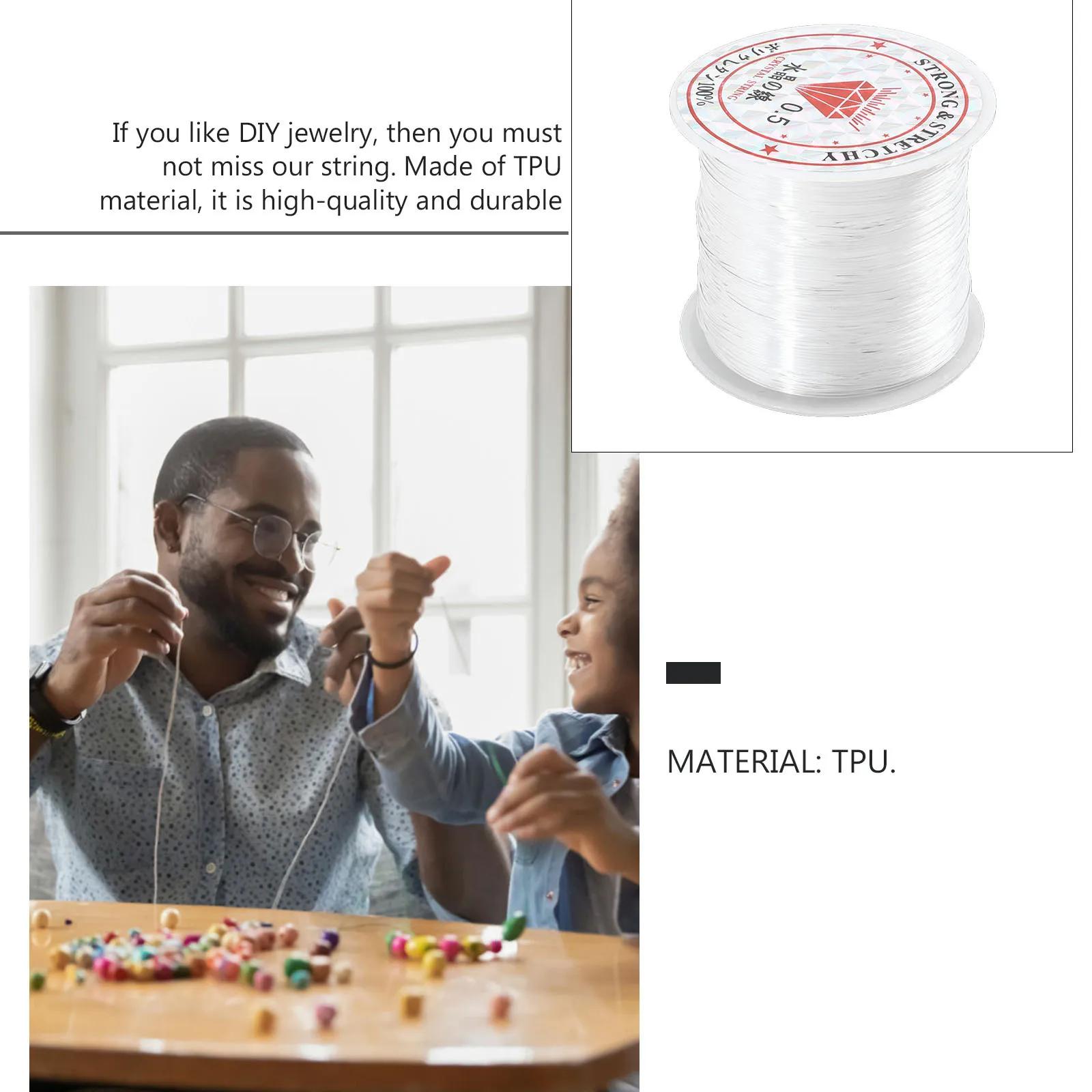 12 لفات من سلسلة كريستال شفافة، حبل شفاف، حبل متين لصنع المجوهرات، ديكور مطرز بالخرز، مدمج ومحمول