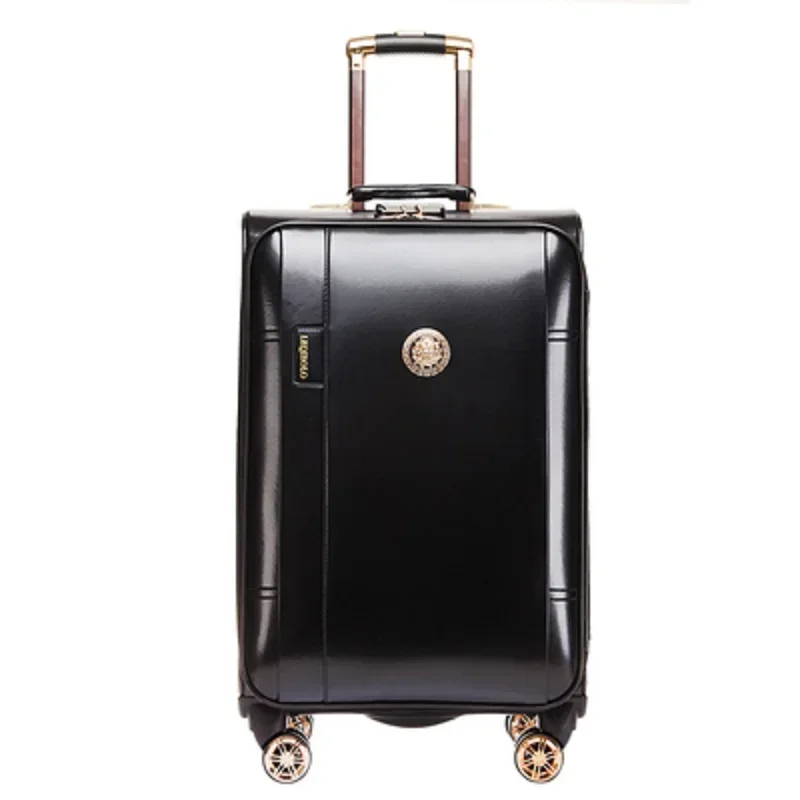 

Vintage Leather Men Travel Luggage PU Leather Rolling Luggage Wheel Business Trolley Suitcase