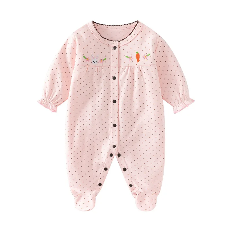 Autumn Baby Clothes 0 To 3 6 12 Months For Infant Newborn Girl Rompers pink Princess girls Jumpsuit with Foot Kids Bodysuit