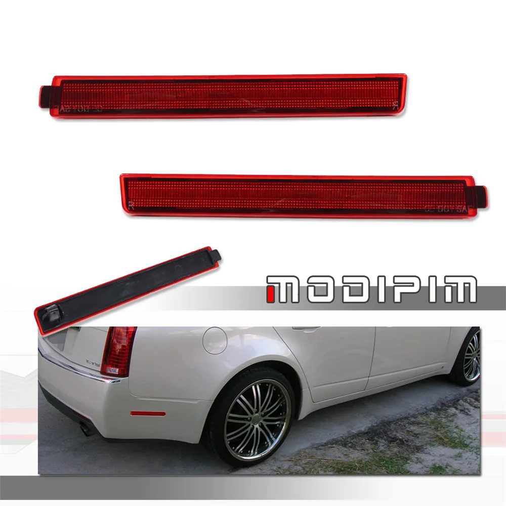 Smoked / Red Lens Rear Bumper Side Marker Parking Light Fender Flare Light Housings For Cadillac CTS 2008-2013 & CTS-V 2009-2013