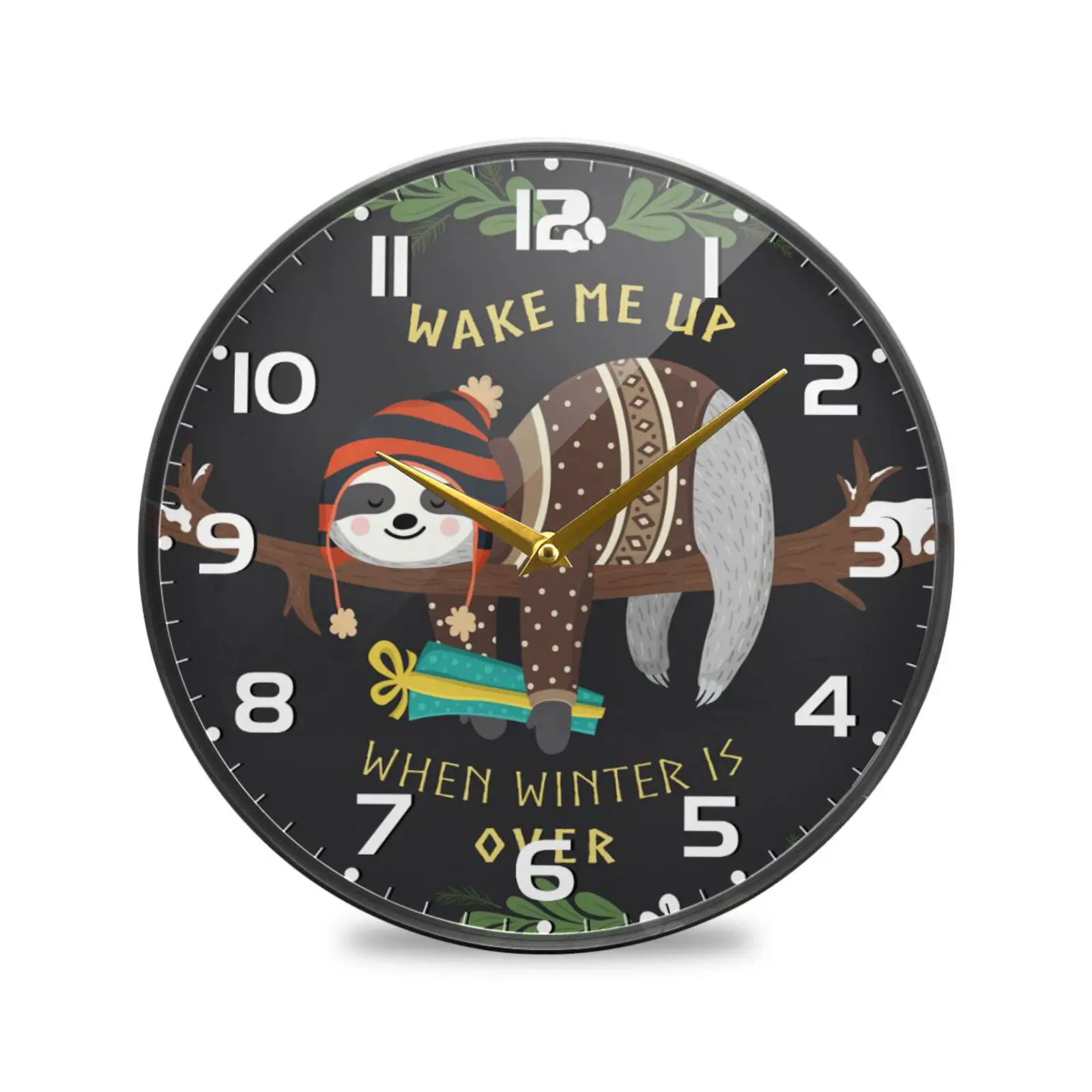 

Cute Cartoon Sloth Acrylic Clock Round Wall Watch Silent Non-Ticking Battery Operated Quiet Desk Clock For Living Room Decor