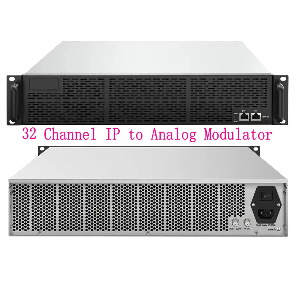 16 32 48 64 kanalen analoge modulator voor hotel TV-diensten IP naar RF NTSC PAL BG PAL DK hotelkabel front-end RTP UDP.