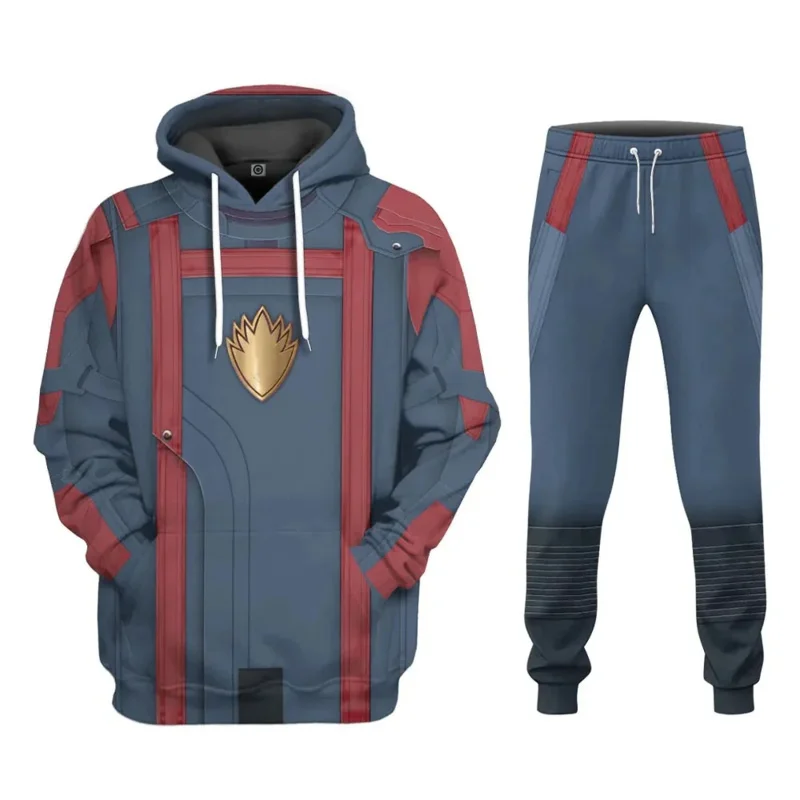 Halloween Star Lord Cosplay Costume Guardians Galaxy 3D Printed Hooded Sweatshirts Uniform Pant Adult Kids Super Hero Hoodie