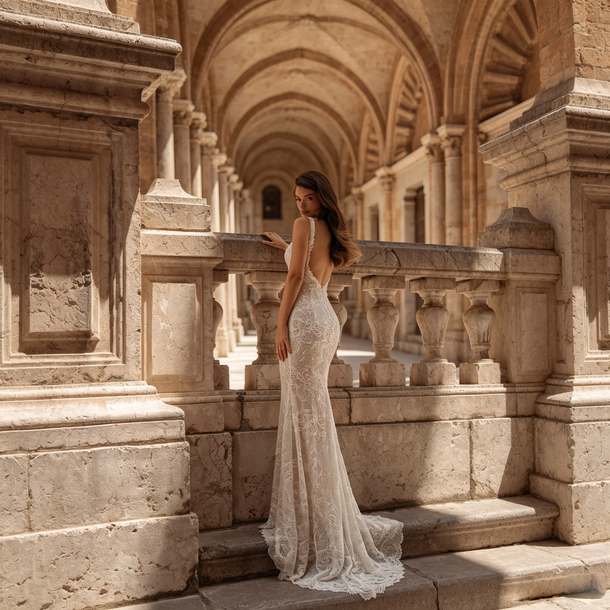 Luxury Full Lace Mermaid Wedding Dress Sleeveless Deep V Neck Scalloped Low Back Chapel Train Custom Bridal Dress Vestidos Novia