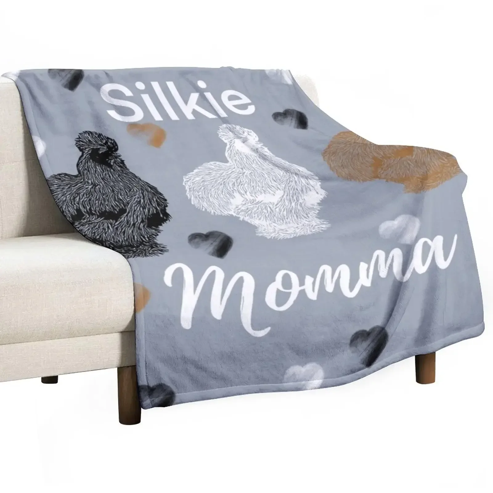 

Silkie Momma Silkie Chicken Heart Prints with Black White and Buff Silkie Chickens Silkies Throw Blanket Fashion Sofas Blankets