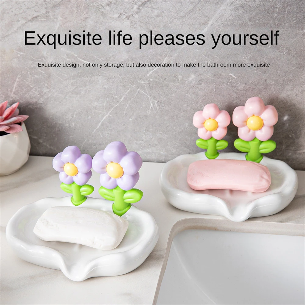 Creative Flower Soap Dishes Drain Plastic Soapbox Draining Soap Holder Bathroom Storage Soap Rack Bathroom Products