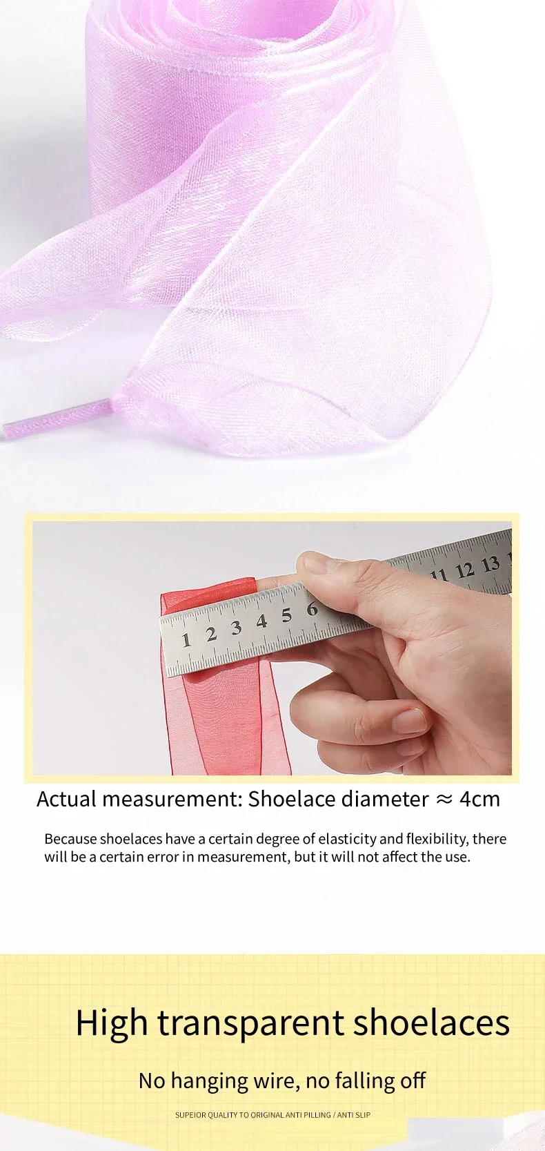 4 cm breite, flache Seiden-Schnürsenkel, Chiffon-Garn-Schnürsenkel, Sneaker-Schnürsenkel, Schuhbänder für Schuhe, 100/120/140/160 cm, Schuhzubehör, Neu – Detail 4