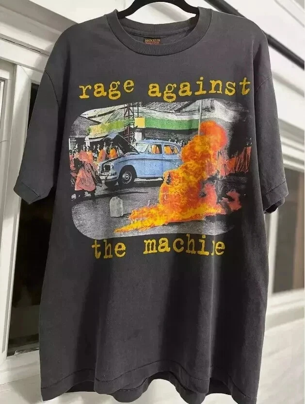 

Rage Against The Machine Vintage 90's Black Short Sleeve T-Shirt Reprint Graphic Short Sleeve Shirt Unisex Men Women Summer