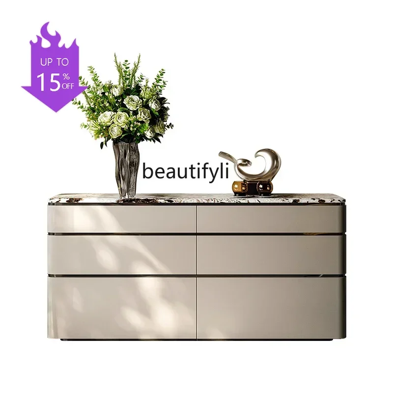 Light luxury entrance locker Italian minimalist bedroom solid wood TV chest modern simple dining side cabinet
