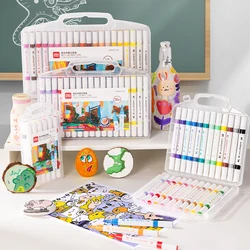 Deli 12/24/36/48 Pennarelli acrilici permanenti a colori Penne per vernice acrilica a doppia testa Pittura artistica impermeabile Regali di Natale per bambini