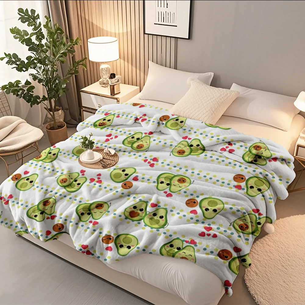 

Nordic Flannel Soft Blanket Happy Avocados In Love Travel Blanket Bedspread Odor-resistant Moisture-wicking Blankets For Pets